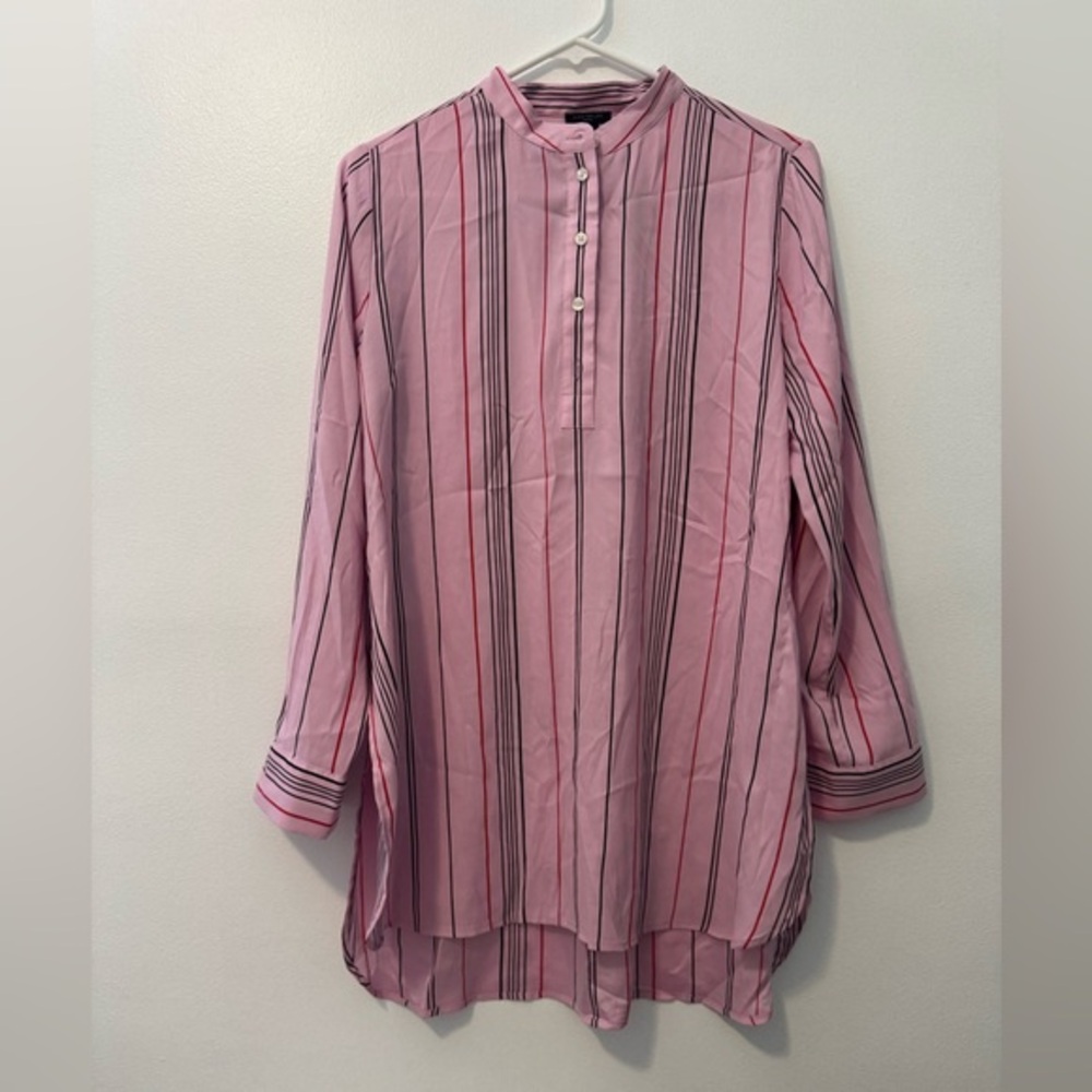 Ann Taylor Pink and Black Long Sleeve Tunic
